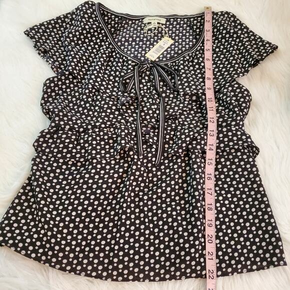 $10 SALE!!! NWT$78 Max Studio Small Polka Dot Ruffle Trim Blouse - Picture 6 of 6
